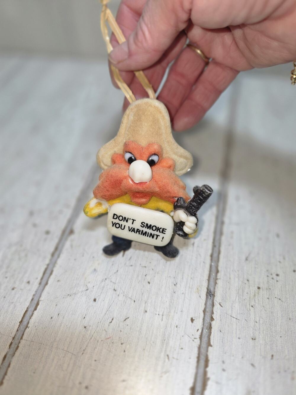 Vintage Yosemite Sam Flocked/Felted Figurine Dont Smoke You Varmint! 4" READ